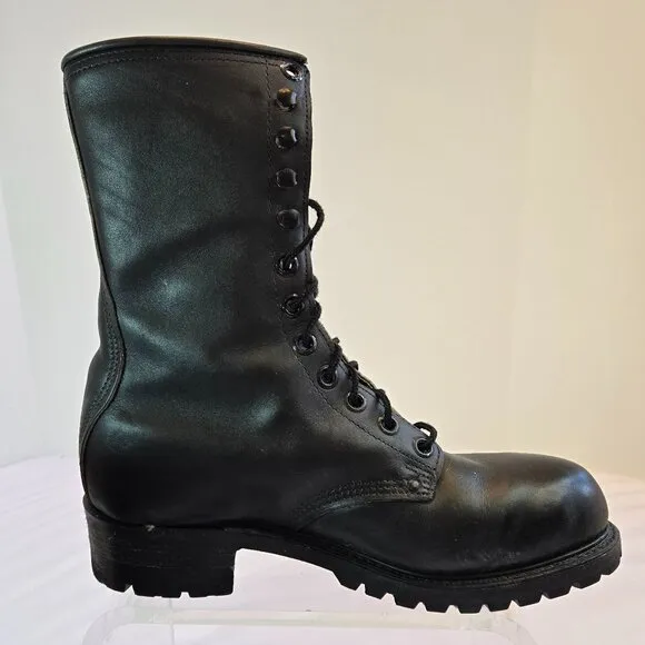 Vintage CAROLINA Men Sub Zero Leather Boots/ Steel Toe Logger Boots Sz: 9E Black