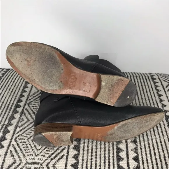 Vintage Chloe‎ Black Leather Buckle Block Heel Ankle Boots