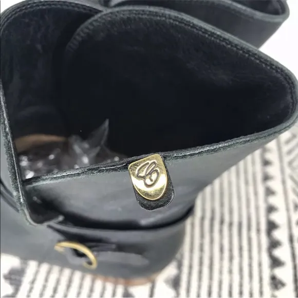 Vintage Chloe‎ Black Leather Buckle Block Heel Ankle Boots