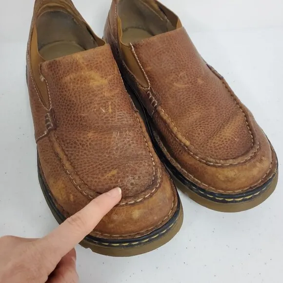 Vintage Dr Martens Men Slip On Leather Loafers Size 10 Brown Office Academia Y2K