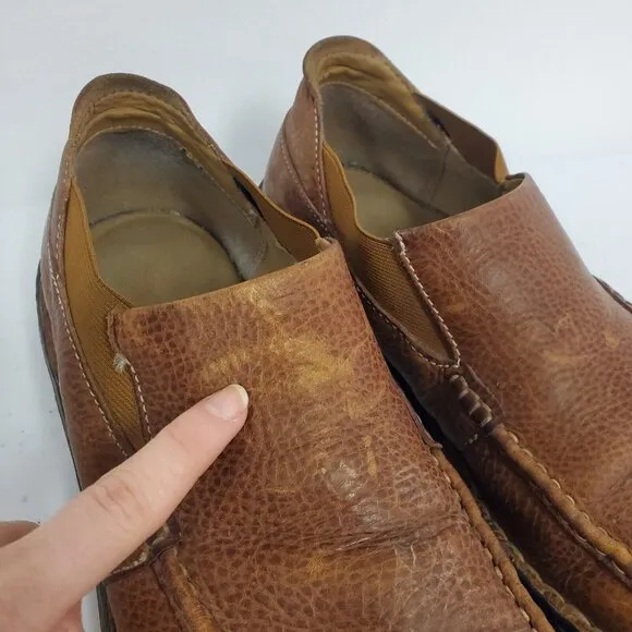 Vintage Dr Martens Men Slip On Leather Loafers Size 10 Brown Office Academia Y2K