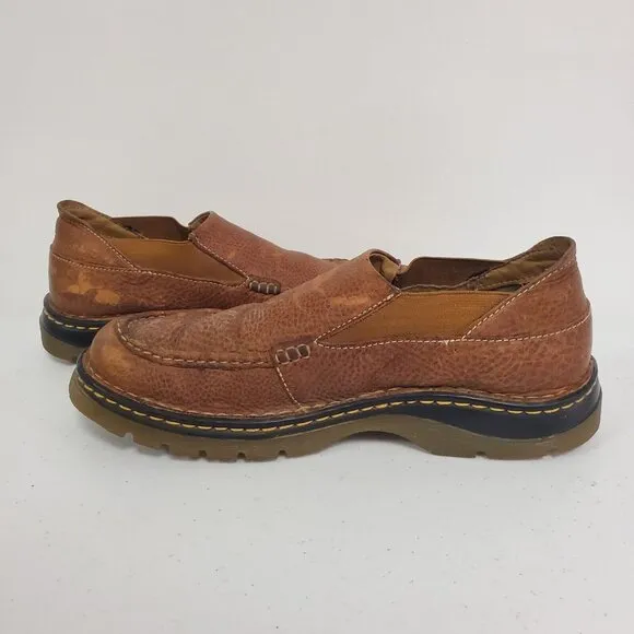Vintage Dr Martens Men Slip On Leather Loafers Size 10 Brown Office Academia Y2K