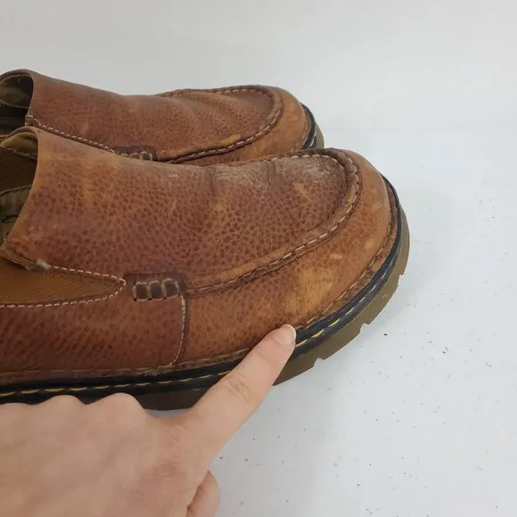 Vintage Dr Martens Men Slip On Leather Loafers Size 10 Brown Office Academia Y2K