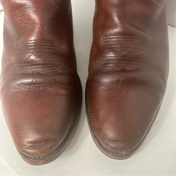 Vintage Frye Men’s Leather Cowboy Western Pull On Boots Burgundy Red 11D