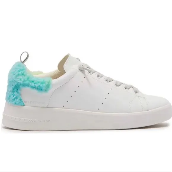 VINTAGE HAVANA “DESTINY” FAUX FUR DETAIL LEATHER SNEAKERS🆕