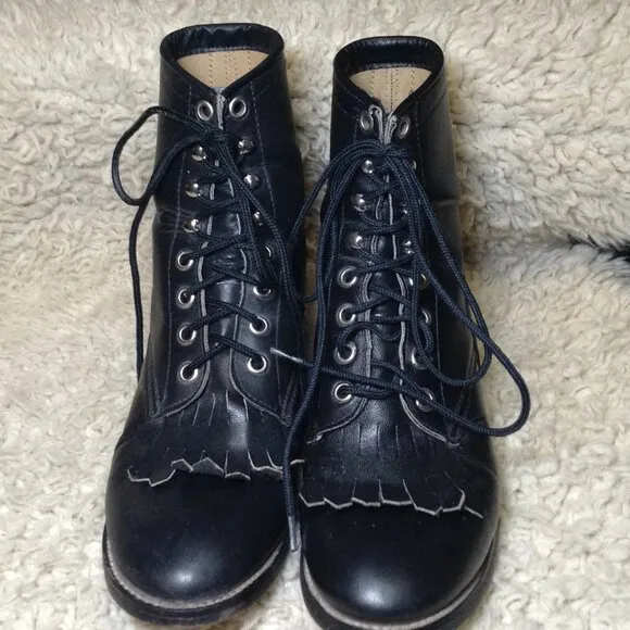 VINTAGE Justin &quot;Kiltie&quot; Roper boots, 1990's 3 1/2D (6.5) Trending, Cowgirl Chic