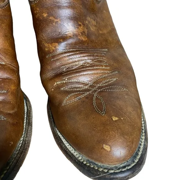 Vintage‎ Justin Cowboy Boots Mens 9DBrown Leather Western Style P40729Pre 1992