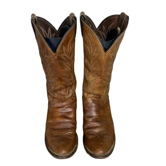 Vintage‎ Justin Cowboy Boots Mens 9DBrown Leather Western Style P40729Pre 1992