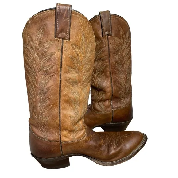 Vintage‎ Justin Cowboy Boots Mens 9DBrown Leather Western Style P40729Pre 1992