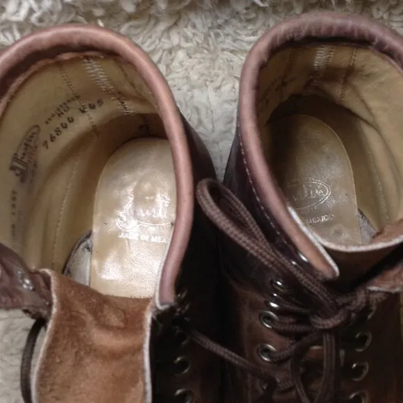 VINTAGE Justin Kiltie Roper boots, 3 1/2D BROWN leather, Fringe, Grunge, Cowgirl