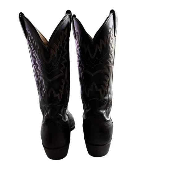 Vintage Justin Western Cowboy Boots Chocolate Lizard Leather 9090