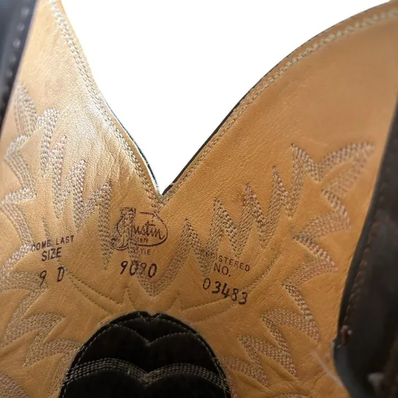 Vintage Justin Western Cowboy Boots Chocolate Lizard Leather 9090