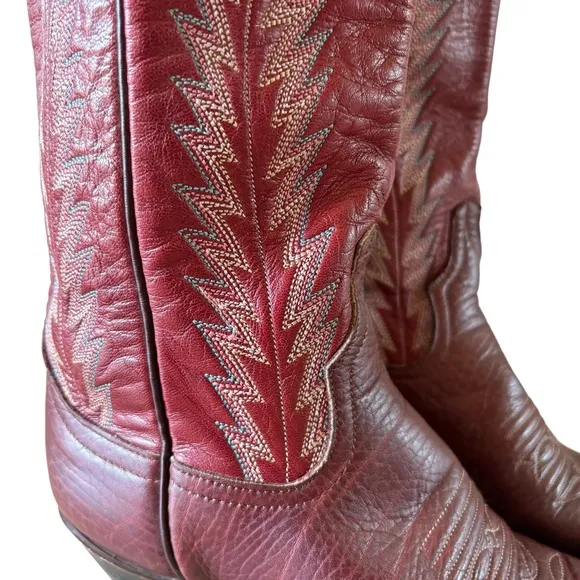 Vintage Larry Mahan Red Cowboy Western Boots SZ 6.5B Tall Leather Knee Festival