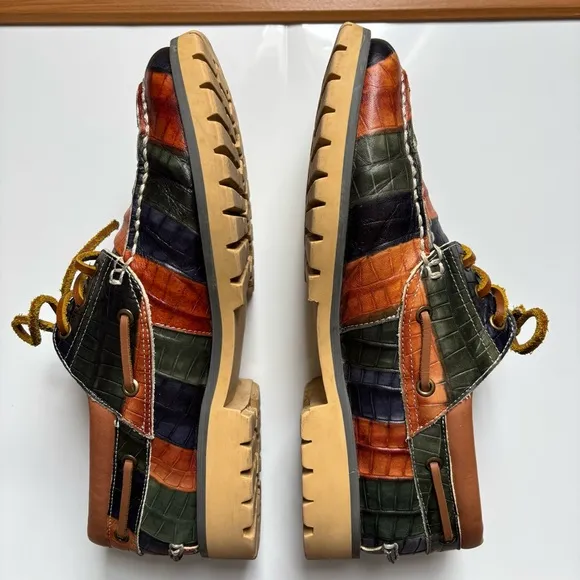 Vintage Marc Nolan Santiago Woodlands Handsewn Men’s Leather Boat Loafers Sz 10