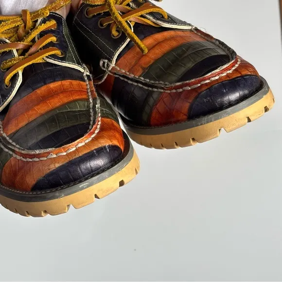 Vintage Marc Nolan Santiago Woodlands Handsewn Men’s Leather Boat Loafers Sz 10