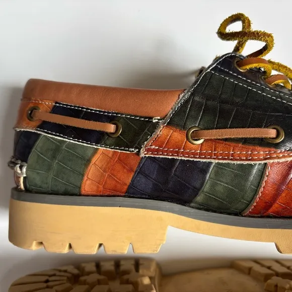 Vintage Marc Nolan Santiago Woodlands Handsewn Men’s Leather Boat Loafers Sz 10