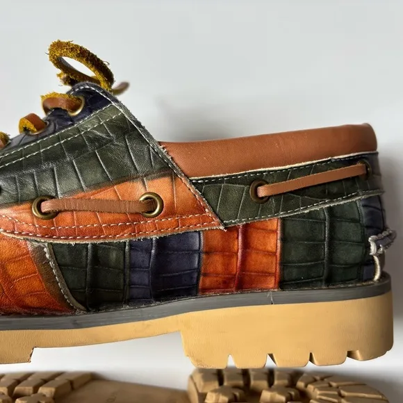 Vintage Marc Nolan Santiago Woodlands Handsewn Men’s Leather Boat Loafers Sz 10