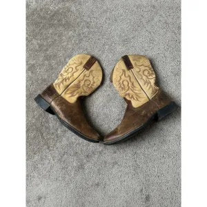 Vintage Mens ARIAT Western Boots Wilder Brown Square Toe Pull-on, Size 10.5 US