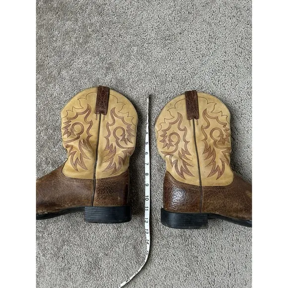 Vintage Mens ARIAT Western Boots Wilder Brown Square Toe Pull-on, Size 10.5 US