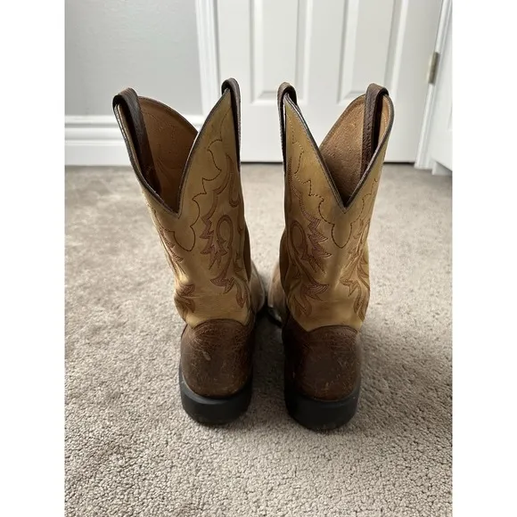 Vintage Mens ARIAT Western Boots Wilder Brown Square Toe Pull-on, Size 10.5 US