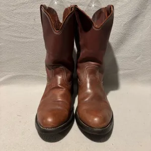 Vintage Men's Brown Leather Pull On Cowboy Boots size 9.5 D