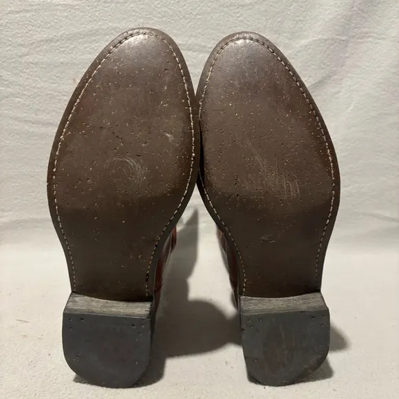 Vintage Men's Brown Leather Pull On Cowboy Boots size 9.5 D