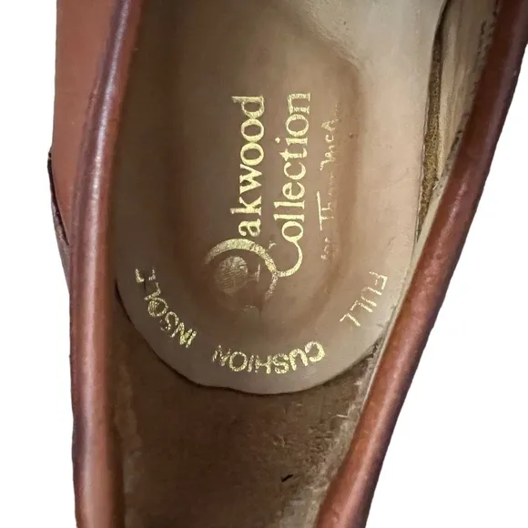 Vintage Oakwood Loafers Men's Brown Leather Closed Toe Slip On Dress Shoes Sz 7