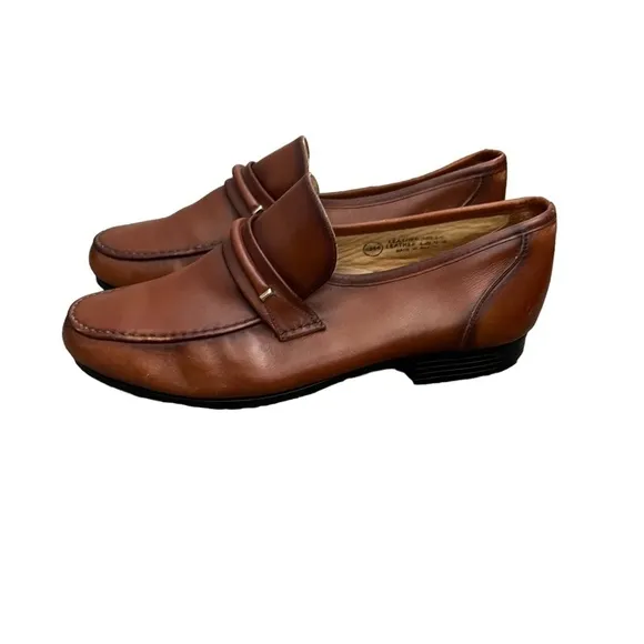 Vintage Oakwood Loafers Men's Brown Leather Closed Toe Slip On Dress Shoes Sz 7
