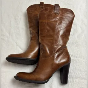 Vintage Rare George Soft Brown Leather Pull On Western Boots Size 9.5 Classic
