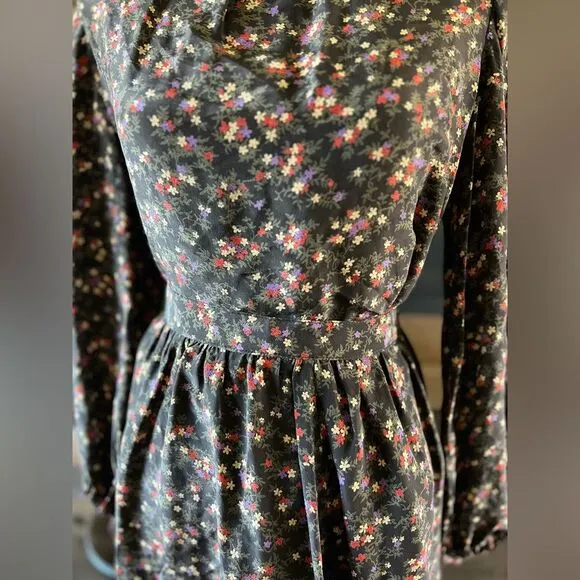 VINTAGE Specially Hand Made Floral Set Lace Collar Long Sleeve Top MIDI Skirt