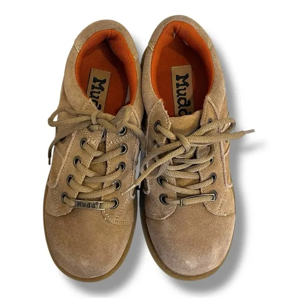 Vintage Y2K Mudd Chunky Lug Sole Tan Suede Lace Up Sneakers Size 8 Wide