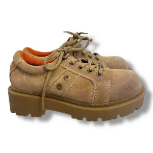 Vintage Y2K Mudd Chunky Lug Sole Tan Suede Lace Up Sneakers Size 8 Wide