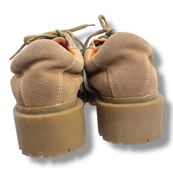 Vintage Y2K Mudd Chunky Lug Sole Tan Suede Lace Up Sneakers Size 8 Wide