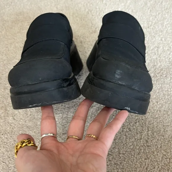 Vintage Y2K Steve Madden Loafers 7 Sugar Black 2000’s Chunky Platform 90’s