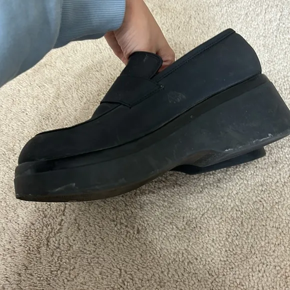 Vintage Y2K Steve Madden Loafers 7 Sugar Black 2000’s Chunky Platform 90’s