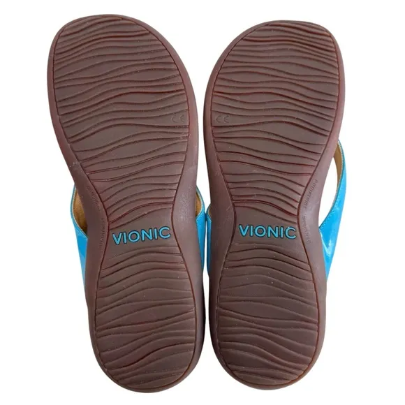 Vionic Bella II Bow Toe Post Sandals Blue Size 10