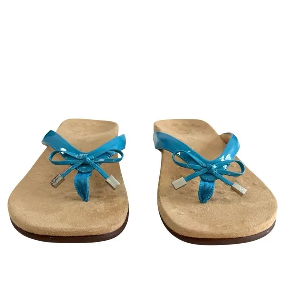 Vionic Bella II Bow Toe Post Sandals Blue Size 10