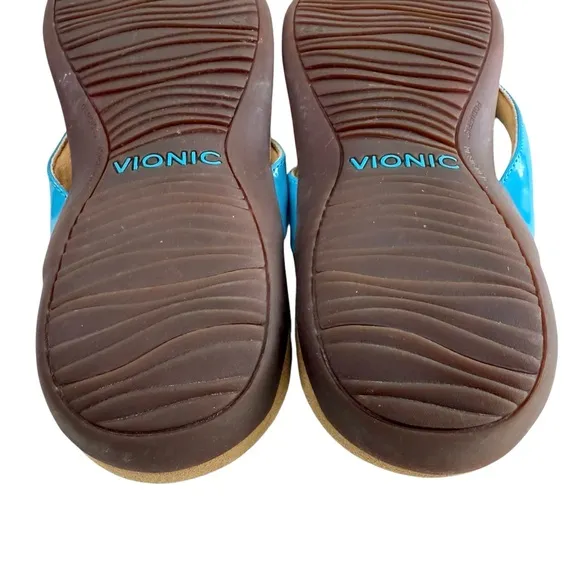 Vionic Bella II Bow Toe Post Sandals Blue Size 10