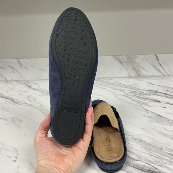 Vionic Carnegie Navy Blue Leather Suede Loafers