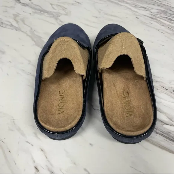 Vionic Carnegie Navy Blue Leather Suede Loafers