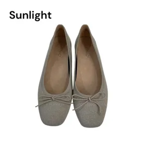 Vionic Klara Women Knit Ballet Flats Beige Square Toe Slip-On Shoes Size 8.5