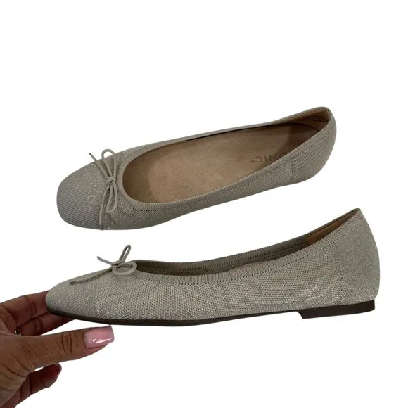 Vionic Klara Women Knit Ballet Flats Beige Square Toe Slip-On Shoes Size 8.5