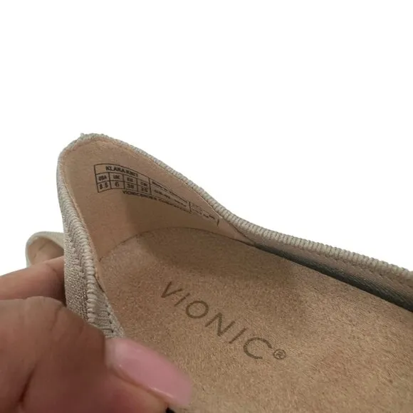 Vionic Klara Women Knit Ballet Flats Beige Square Toe Slip-On Shoes Size 8.5
