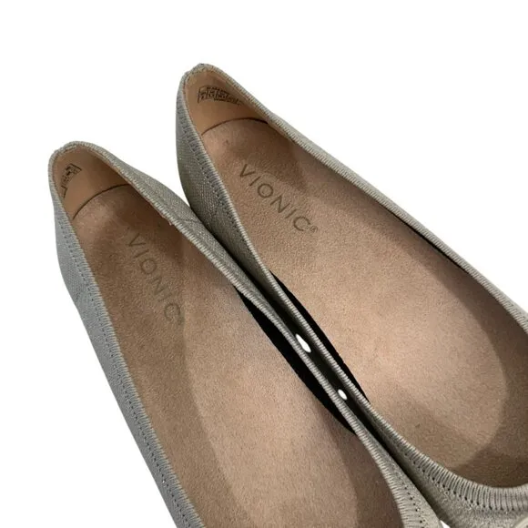 Vionic Klara Women Knit Ballet Flats Beige Square Toe Slip-On Shoes Size 8.5