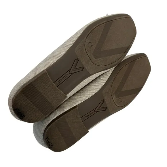 Vionic Klara Women Knit Ballet Flats Beige Square Toe Slip-On Shoes Size 8.5