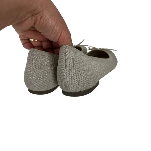 Vionic Klara Women Knit Ballet Flats Beige Square Toe Slip-On Shoes Size 8.5