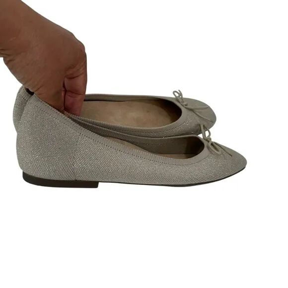 Vionic Klara Women Knit Ballet Flats Beige Square Toe Slip-On Shoes Size 8.5