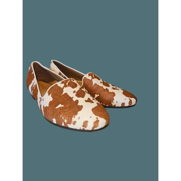 Vionic Willa Dyed Calfhair Animal Cow Print Round Toe Loafers Women Size 8