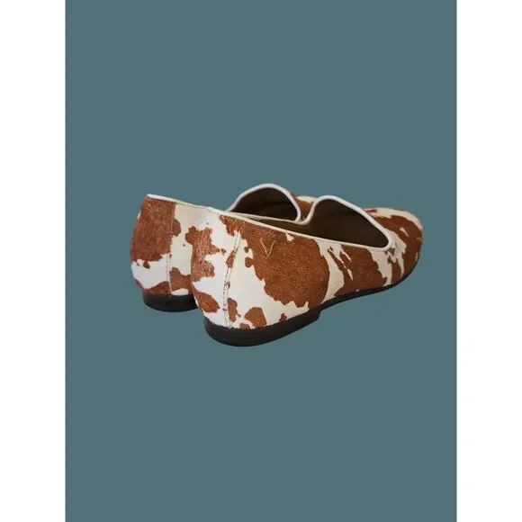 Vionic Willa Dyed Calfhair Animal Cow Print Round Toe Loafers Women Size 8