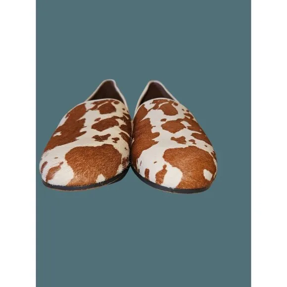 Vionic Willa Dyed Calfhair Animal Cow Print Round Toe Loafers Women Size 8